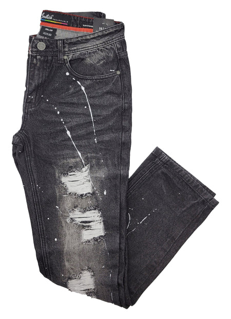 PAINT SPLASH RIPPED JEANS (SS1611 BLACK)