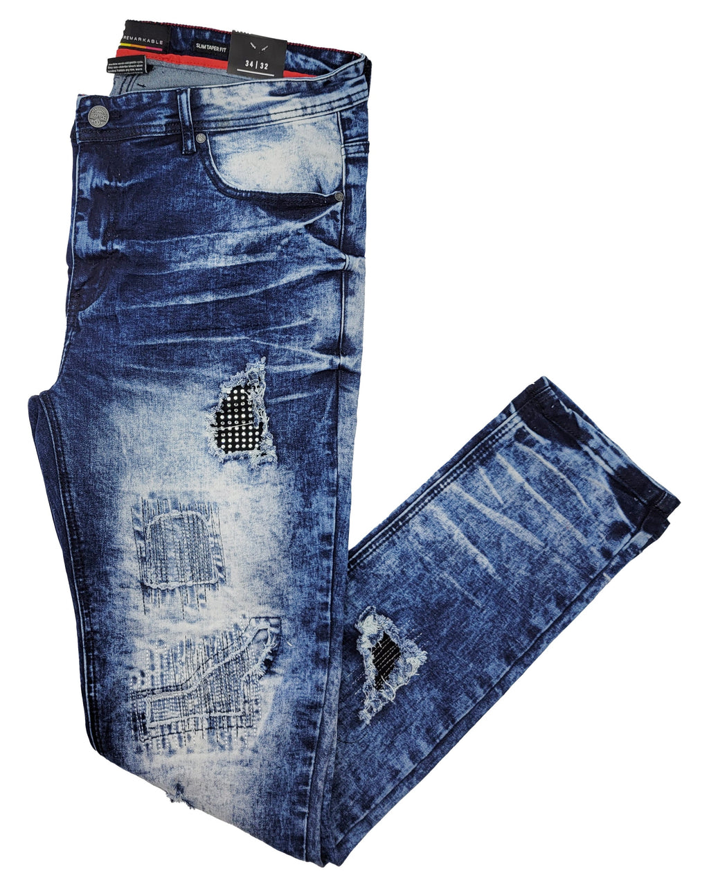 RIPPED JEANS WITH RHINESTONES (SF1607 INDIGO)