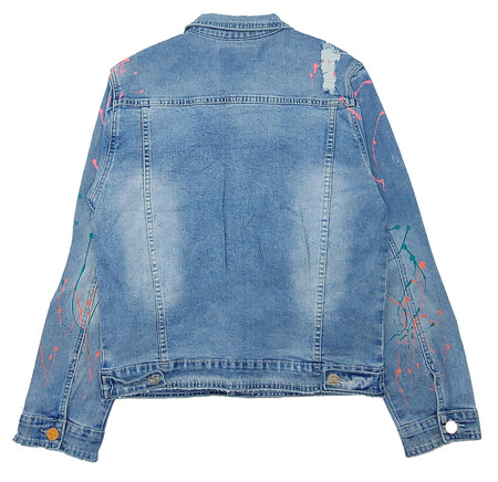 RIPPED DENIM JACKETS(LIGHT BLUE)