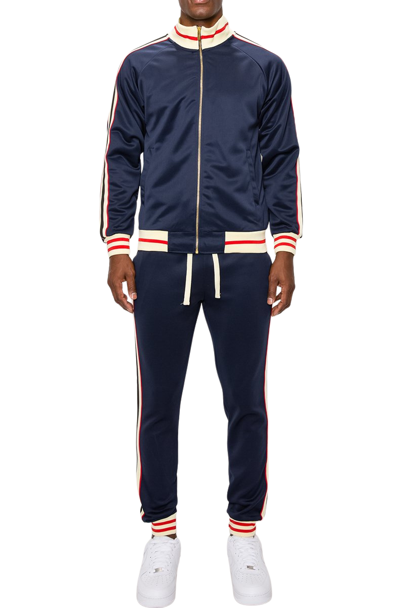 2 PCS TRACKSUITS WITH SIDETAPE (NAVY & CREAM)