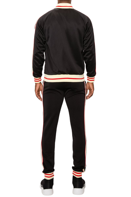 2 PCS TRACKSUITS WITH SIDETAPE (BLACK & CREAM)