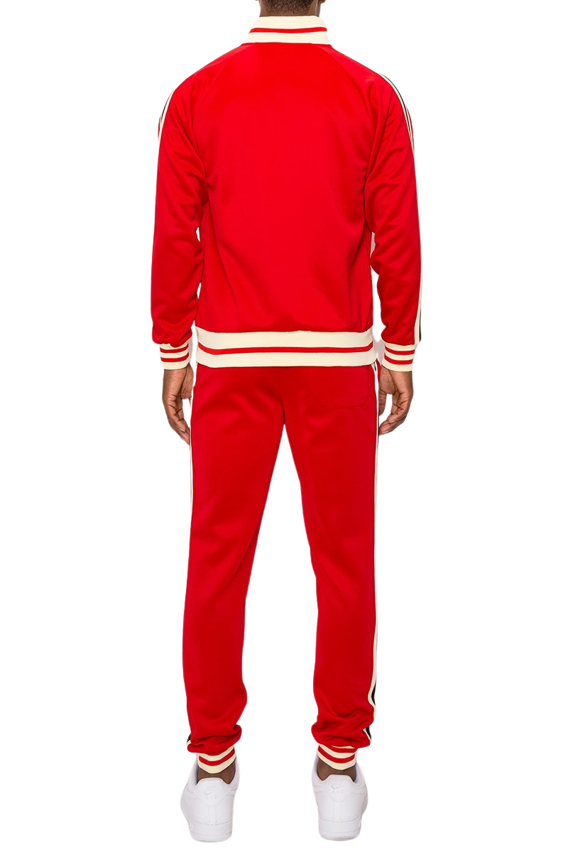 2 PCS TRACKSUITS WITH SIDETAPE (RED & CREAM)