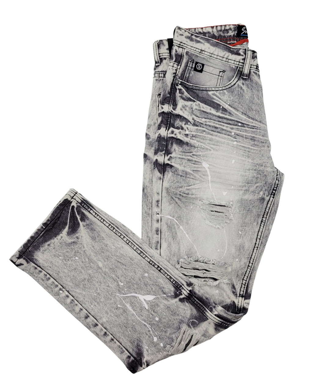 PAINT SPLASH RIPPED JEANS (SS1611 GREY)