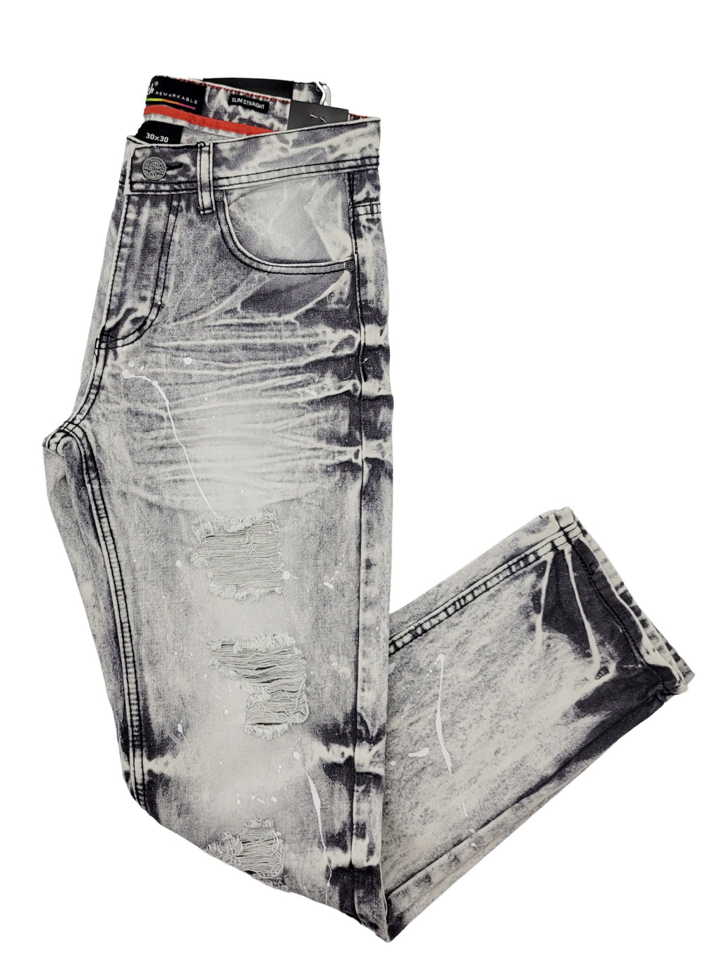 PAINT SPLASH RIPPED JEANS (SS1611 GREY)