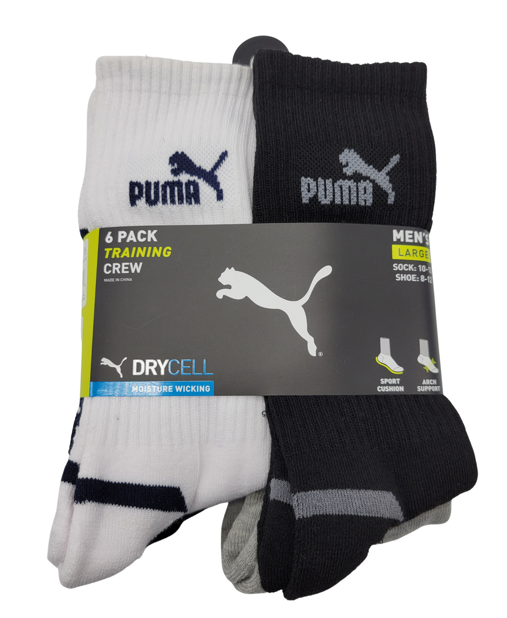 PUMA 6PACK MEN 1/2 TERRY LONG CREW SOCKS