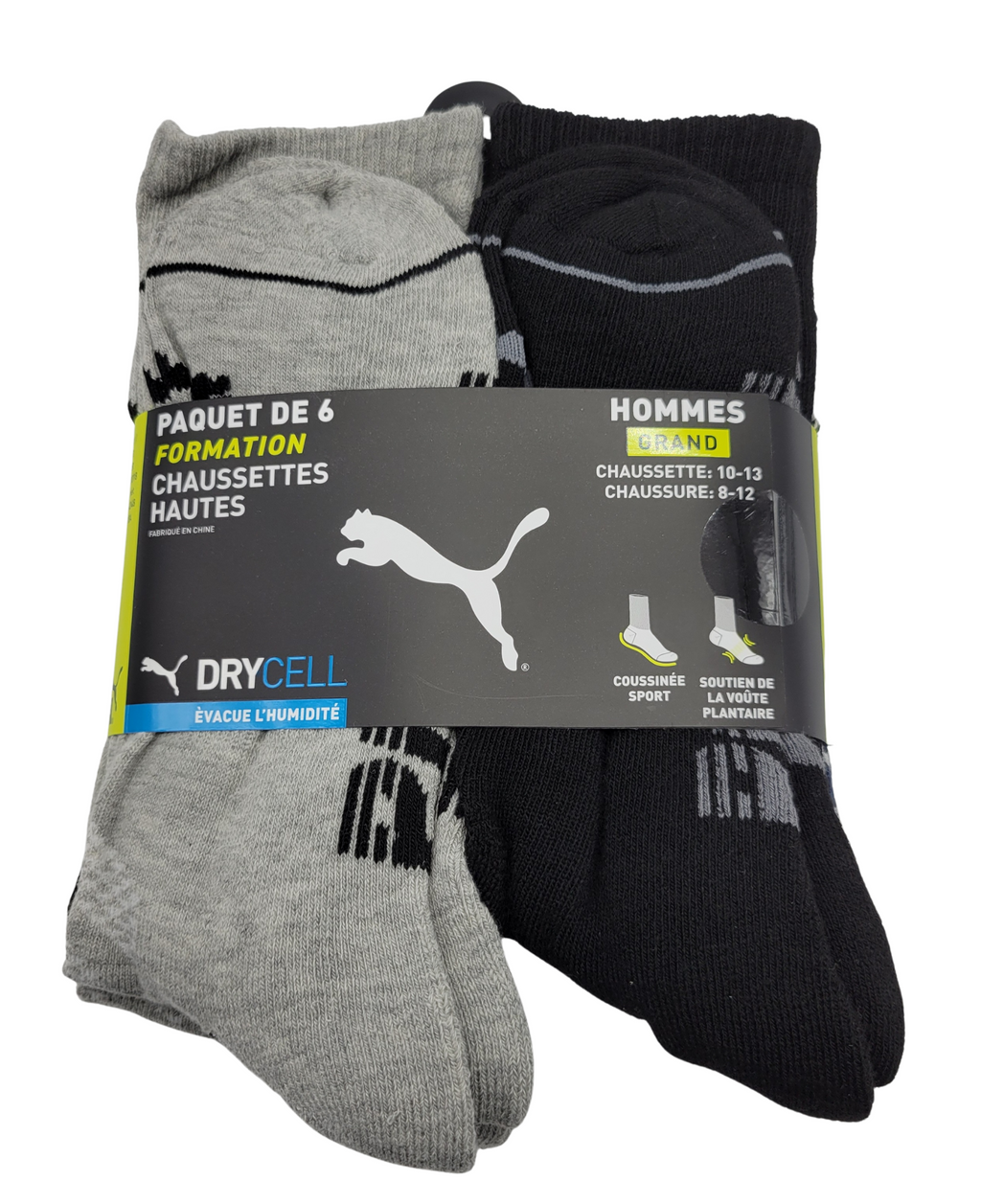 PUMA 6PACK MEN 1/2 TERRY LONG CREW SOCKS