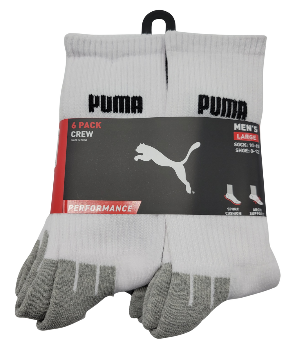 PUMA 6PACK MEN 1/2 TERRY LONG CREW SOCKS