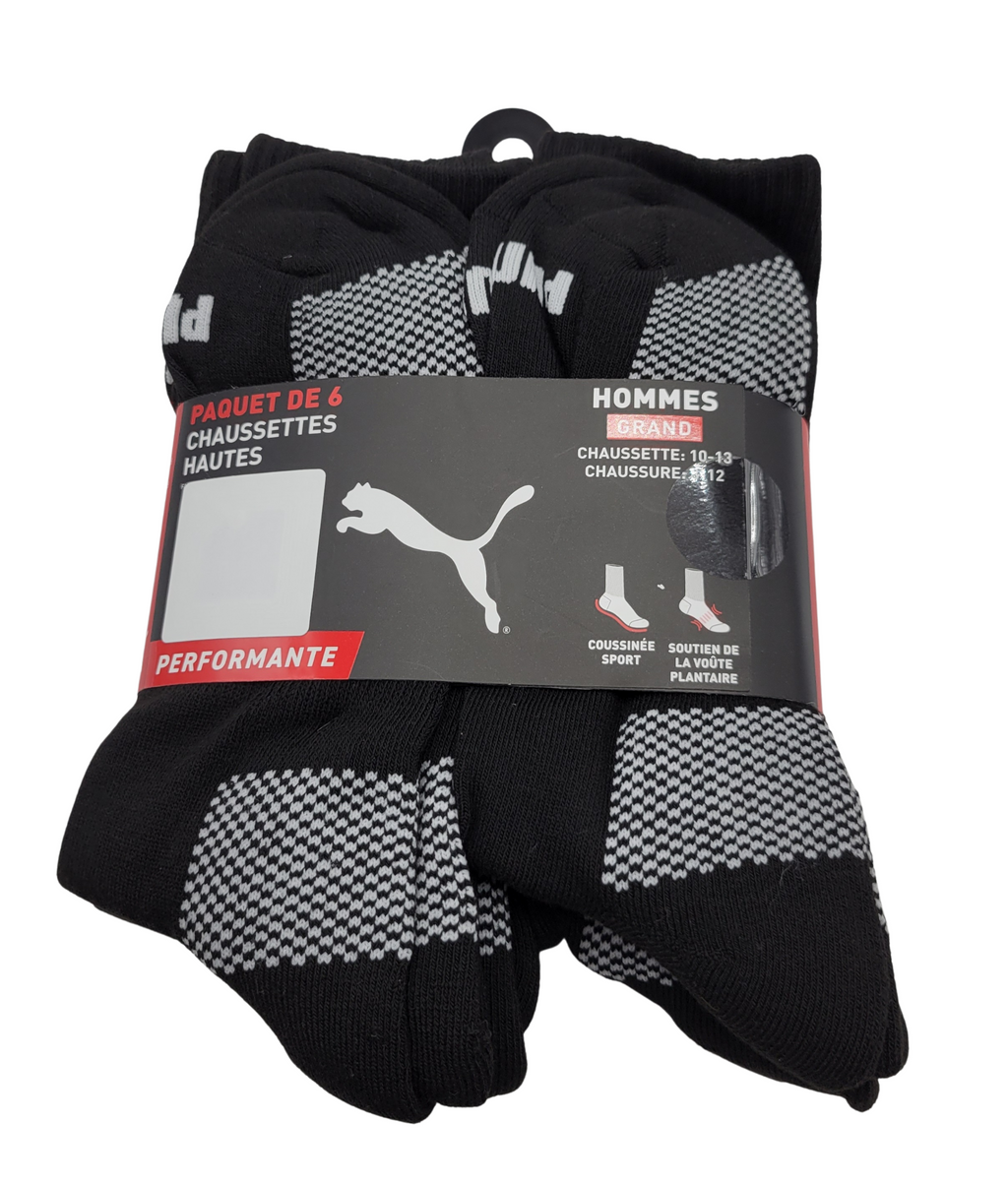 PUMA 6PACK MEN 1/2 TERRY LONG CREW SOCKS