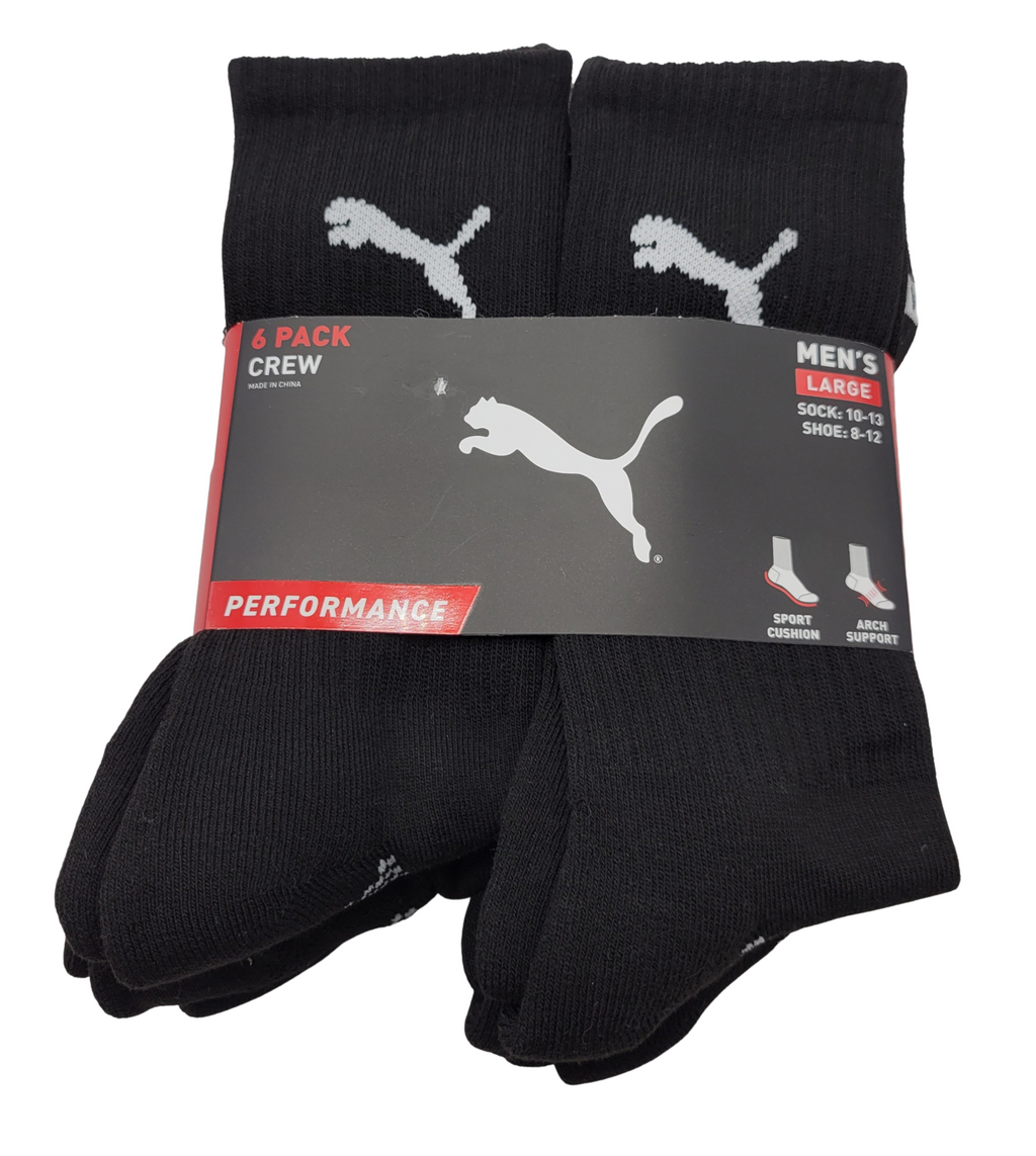 PUMA 6PACK MEN 1/2 TERRY LONG CREW SOCKS