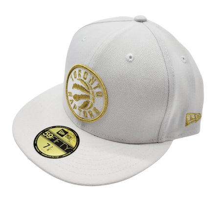 5950 TORONTO RAPTORS GOLD ON WHITE FITTED HAT