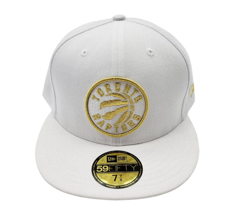 5950 TORONTO RAPTORS GOLD ON WHITE FITTED HAT