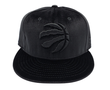 MEN'S TORONTO RAPTORS 5950 FITTED BLACK ON BLACK VELOUR HAT