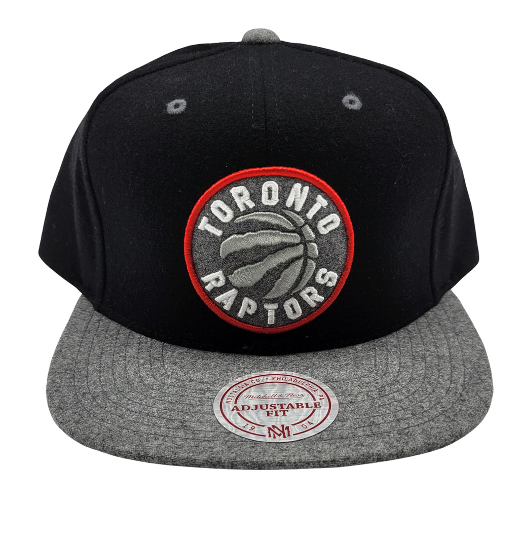 TORONTO RAPTORS RED/GREY LOGO ON BLACK SNAPBACK