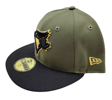 MEN'S TORONTO BLUE JAYS 5950 FITTED BLACK/GOLDEN LOGO ON OLIVE