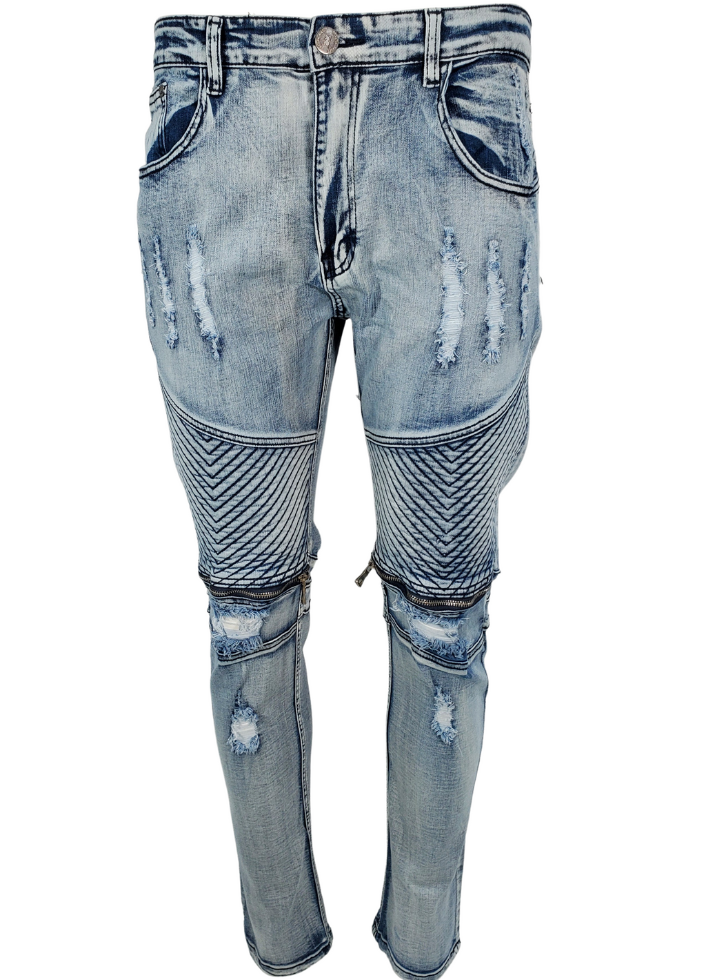 MOTO STRETCH RIPPED JEANS