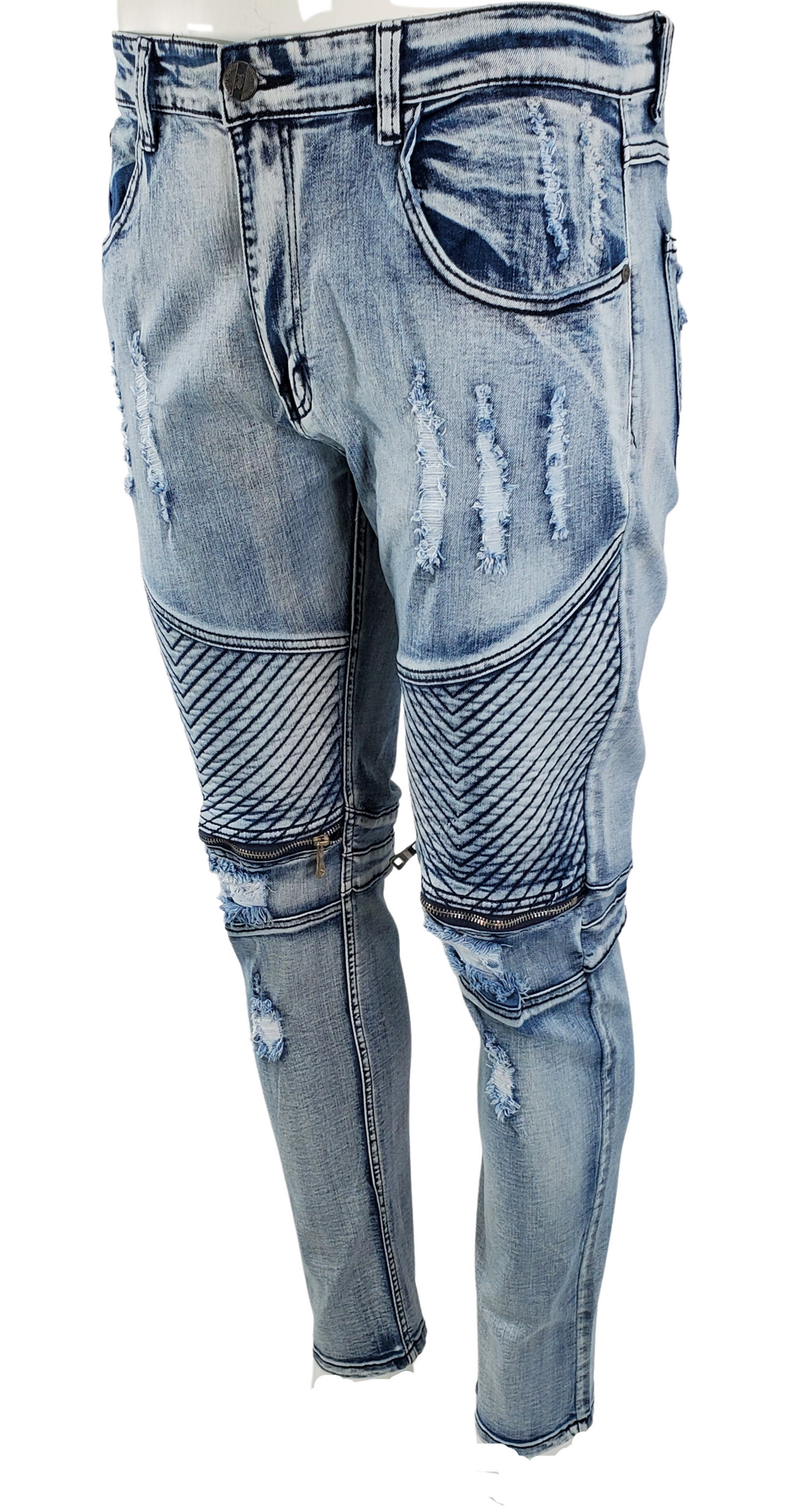 MOTO STRETCH RIPPED JEANS