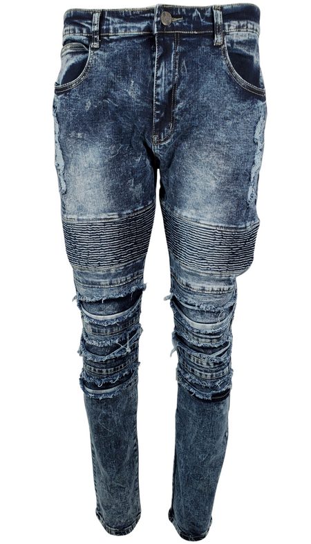 MOTO STRETCH RIPPED JEANS