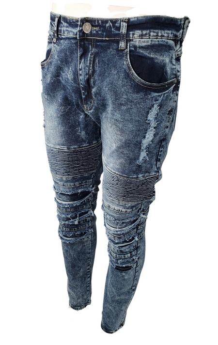 MOTO STRETCH RIPPED JEANS