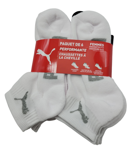 6 PACK PUMA QUARTER CREW SOCKS