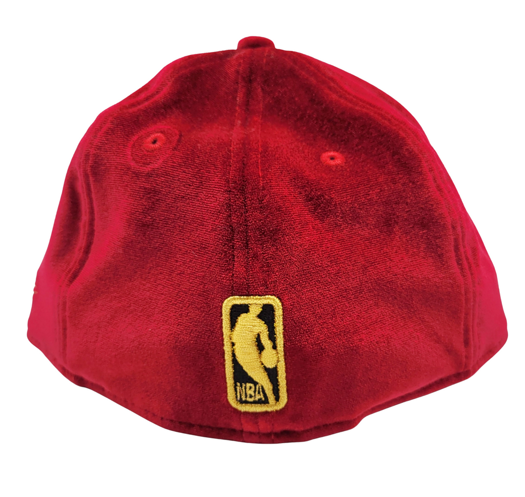 MEN'S TORONTO RAPTORS 5950 FITTED GOLD/BLACK LOGO ON RED VELOUR HAT