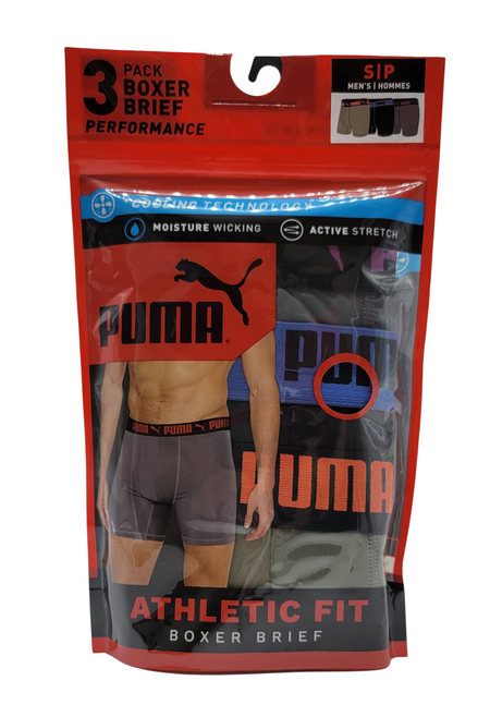 PUMA MEN'S SPORTSTYLE BOXER BRIEF(PACK 0F 3)