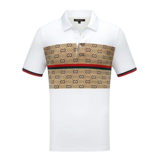 PAVINI MEN'S FANCY POLO T-SHIRT (WHITE PT-1010)