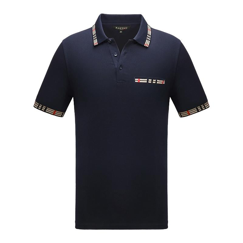 PAVINI MEN'S FANCY POLO T-SHIRT (NAVY P-2040)