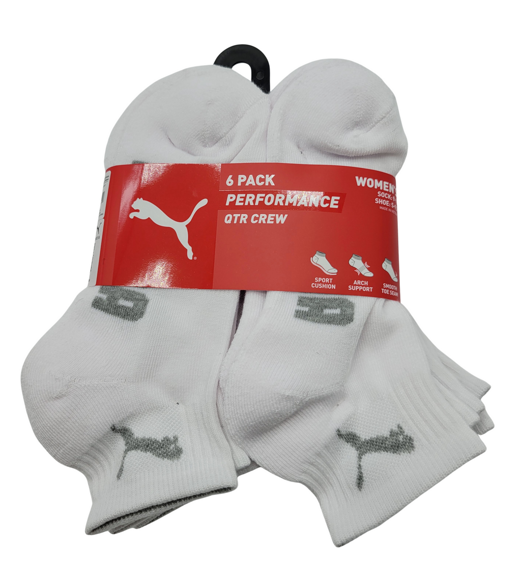 6 PACK PUMA QUARTER CREW SOCKS