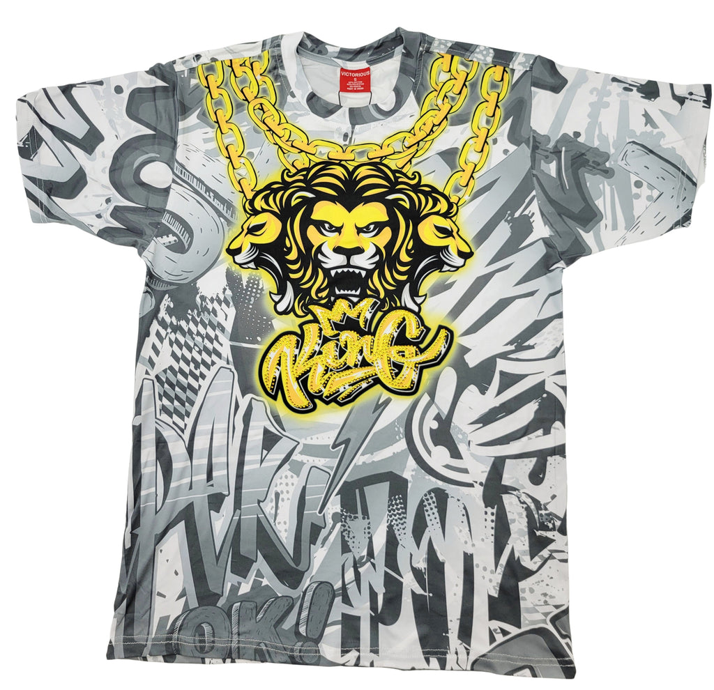 LION KING SUBLIMATION RHINESTONE T-SHIRT (BLACK/WHITE)