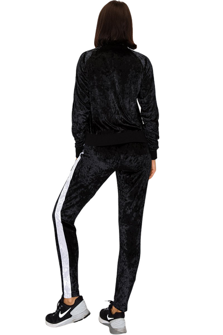 WOMEN VELOUR 2PC TRACKSUIT(BLACK)