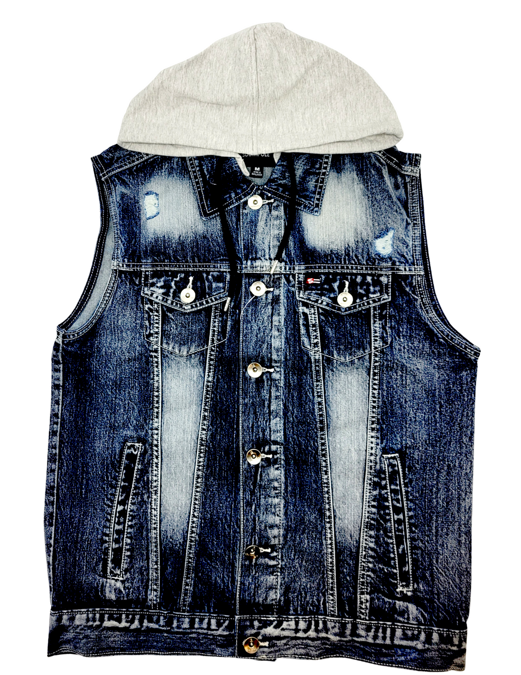 SOUTHPOLE DENIM VEST WITH REMOVABLE HOOD