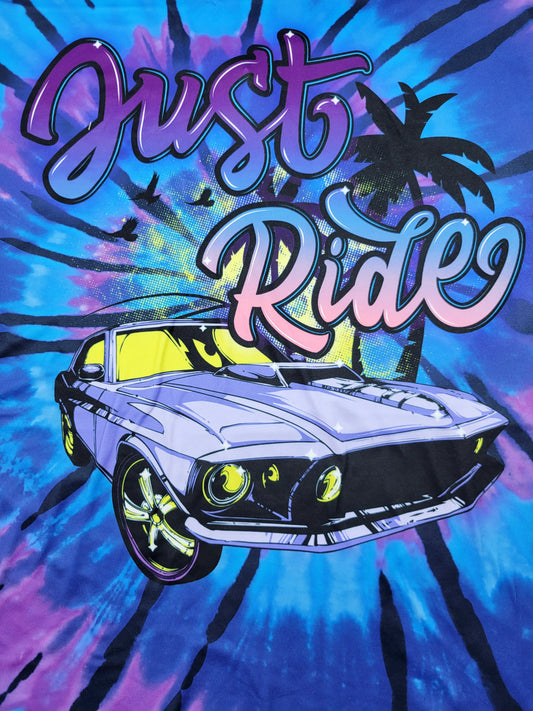 VICTORIOUS JUST RIDE TIE DYE T SHIRT (BLUE PURPLE)