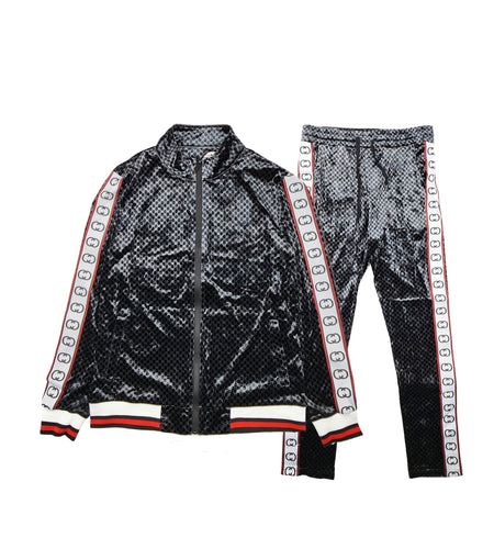 VIP COLLECTION FANCY 2-PIECE VELOUR TRACKSET (BLACK)