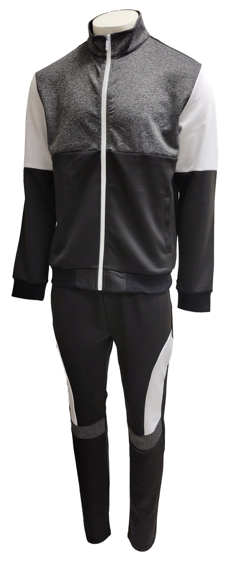 2 PCS VIP BLOCK TRACKSUIT (BLACK/GREY/WHITE)