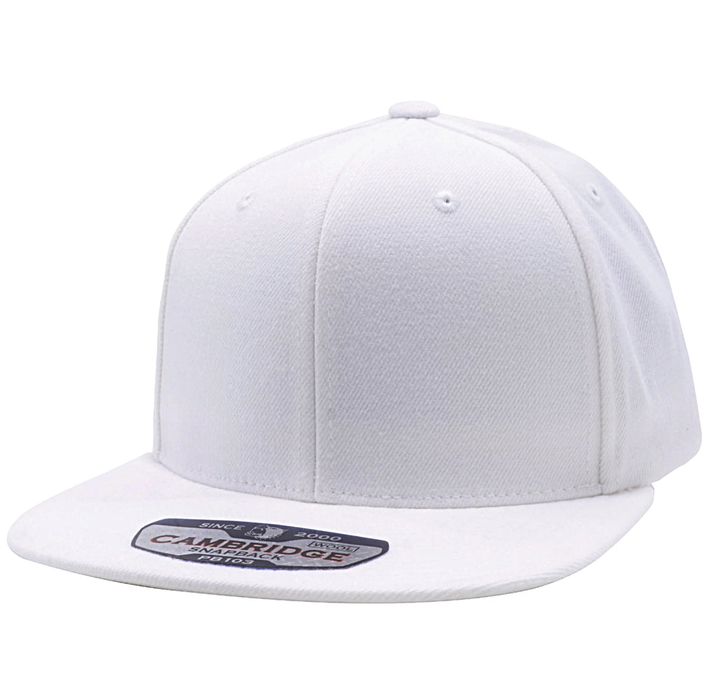 PIT BULL CAMBRIDGE WOOL BLENDED PLAIN SNAPBACK HAT (WHITE)