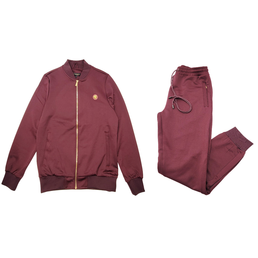 2 PCS FANCY MODERNO TRACKSUIT (BURGUNDY MJST-572)