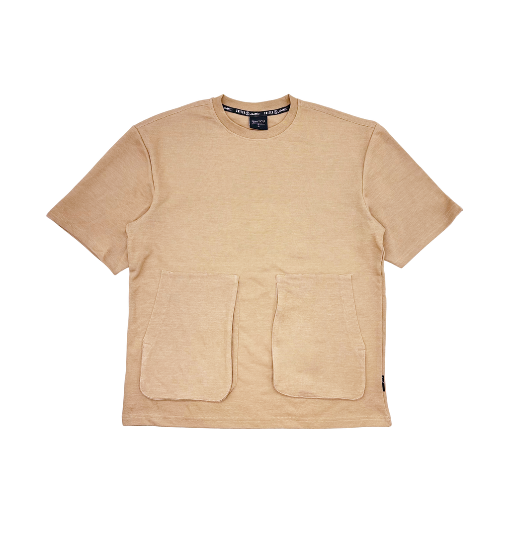 SWITCH MEN'S RELAXED FIT 3D POCKET T-SHIRT/SHORTS SET (KHAKI)