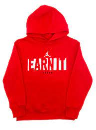 EARN IT JORDAN HOODIE (SMALL- X-LARGE) (RED)