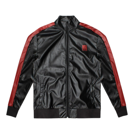 KANGOL VEGAN LEATHER BLACK/RED TRACKSET