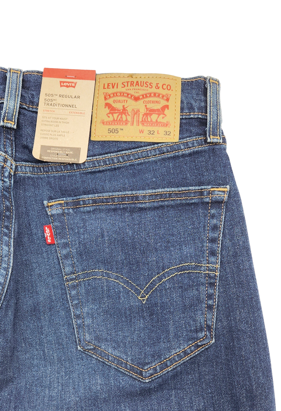 LEVI'S MEN'S 505 REGULAR STRAIGHT JEANS (BLUE)