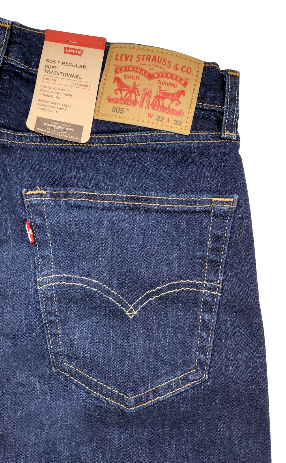 LEVI'S MEN'S 505 REGULAR STRAIGHT JEANS (DARK BLUE)