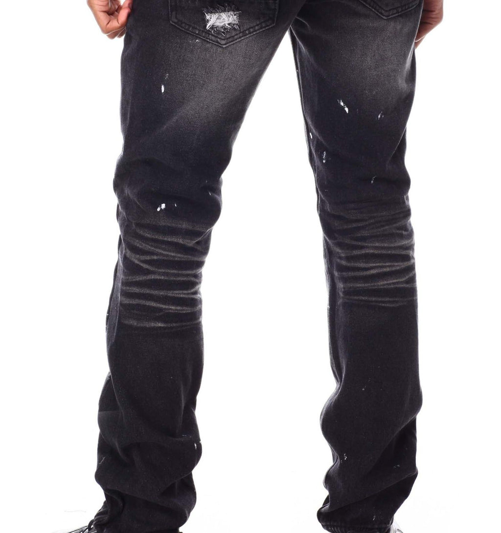 PAINT SPLASH RIPPED JEANS (SS1611 BLACK)